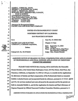 Amended Notice of Hearing on Final Compensation Applications Of