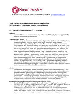 An Evidence-Based Systematic Review of Slimple® by the Natural Standard Research Collaboration