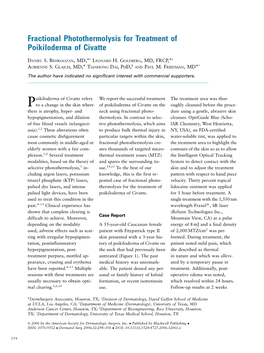 Fractional Photothermolysis for Treatment of Poikiloderma of Civatte