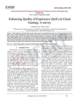 Enhancing Quality of Experience (Qoe) in Cloud Gaming: a Survey