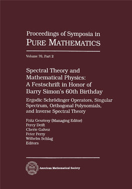 Spectral Theory and Mathematical Physics