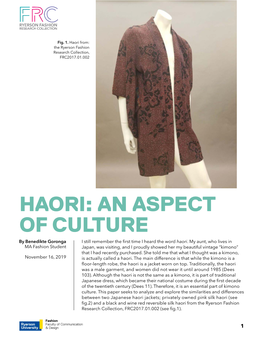 HAORI: an ASPECT of CULTURE by Benedikte Goronga I Still Remember the First Time I Heard the Word Haori