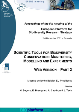 Proceedings of the EPBRS Meeting 'Scientific Tools for Biodiversity