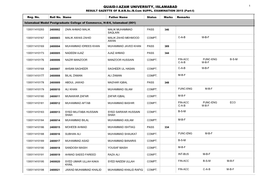 QUAID-I-AZAM UNIVERSITY, ISLAMABAD 1 RESULT GAZETTE of B.A/B.Sc./B.Com SUPPL