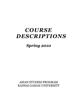 Course Descriptions