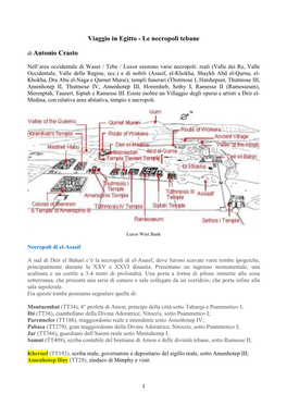 Viaggio in Egitto - Le Necropoli Tebane Di Antonio Crasto