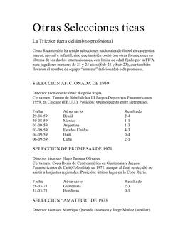 Otras Selecciones Ticas