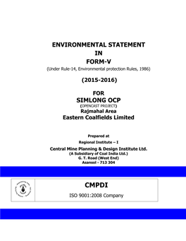 Environmental Statement in Form-V Simlong