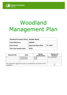 Woodland Management Plan