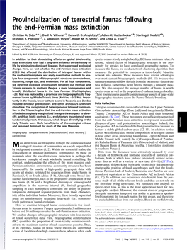 Provincialization of Terrestrial Faunas Following the End-Permian Mass Extinction