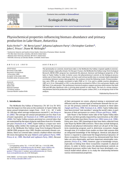 Physiochemical Properties Influencing Biomass Abundance and Primary