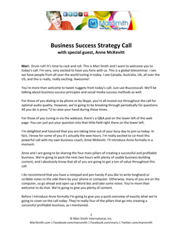 Business Success Strategy Call with Special Guest, Anne Mckevitt