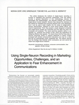 Using Single-Neuron Recording in Marketing: Opportunities, Challenges, and an Application to Fear Enhancement in Communications