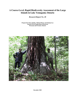 A Coarse-Level, Rapid Biodiversity Assessment of the Large Islands in Lake Temagami, Ontario