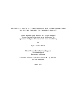 United States Diplomacy During the Civil War and Reconstruction: the Stretch Towards the Caribbean, 1860-1877