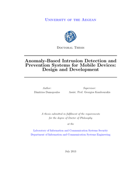 Anomaly-Based Intrusion Detection and Prevention Systems for Mobile Devices: Design and Development