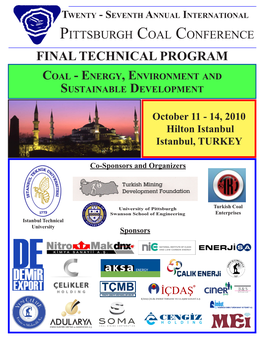 FINAL TECHNICAL PROGRAM Coal - Energ Y , En V Ironment an D Su Staina B Le De V Elopment