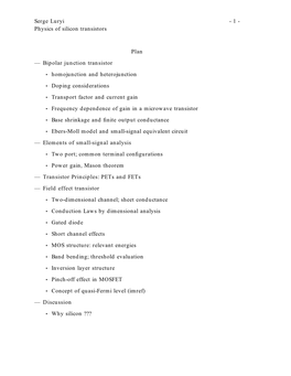 1- Luryi Serge Transistors Silicon of Physics Plan — Transistor Junction