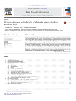 Phytochemistry and Health Benefits of Jaboticaba, an Emerging Fruit Crop