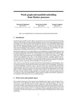 Word, Graph and Manifold Embedding from Markov Processes