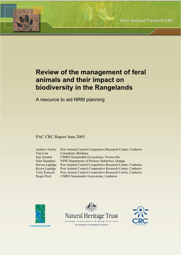 Review of the Management of Feral Animals and Their Impact on Biodiversity in the Rangelands