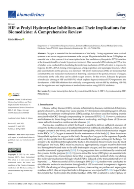 HIF-Α Prolyl Hydroxylase Inhibitors and Their Implications for Biomedicine: a Comprehensive Review