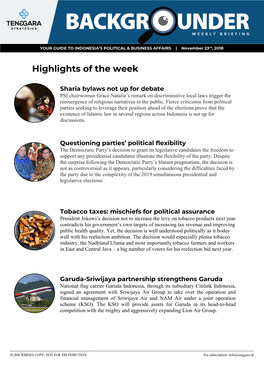 Highlights of the Week