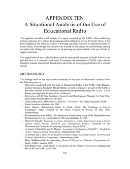 Appendix 10.Situational Analysis of Radio