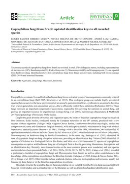 Coprophilous Fungi from Brazil: Updated Identification Keys to All Recorded Species