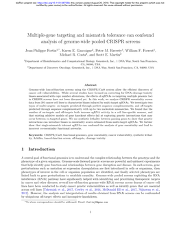 Multiple-Gene Targeting and Mismatch Tolerance Can Confound Analysis of Genome-Wide Pooled CRISPR Screens