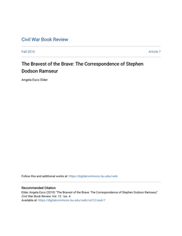 The Bravest of the Brave: the Correspondence of Stephen Dodson Ramseur