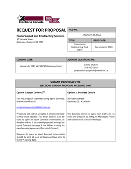 Request for Proposal File No