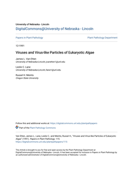 Viruses and Virus-Like Particles of Eukaryotic Algae