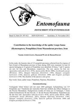 (Hymenoptera: Pompilidae) from Mazandaran Province, Iran