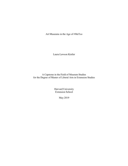Art Museums in the Age of #Metoo Laura Lawson Kistler a Capstone In