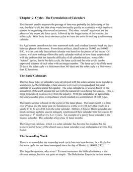 Chapter 2 Cycles: the Formulation of Calendars the Basic Calendars