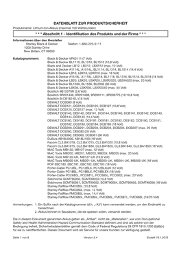 DATENBLATT ZUR PRODUKTSICHERHEIT * * * Abschnitt 1