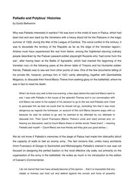Palladio and Polybius Histories