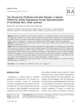 The Peroxisome Proliferator-Activated Receptor Δagonist, GW501516, Inhibits Angiogenesis Through Dephosphorylation of Endothelial Nitric Oxide Synthase