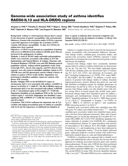 Genome-Wide Association Study of Asthma Identifies RAD50-IL13 And