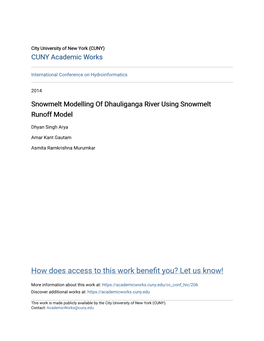 Snowmelt Modelling of Dhauliganga River Using Snowmelt Runoff Model