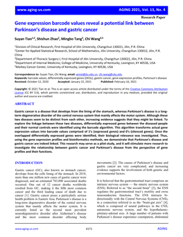 Gene Expression Barcode Values Reveal a Potential Link Between Parkinson’S Disease and Gastric Cancer