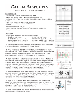 Cat in Basket Pin Base: Designed by M Ary C Osgrove 18 X 18 Holes