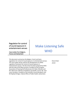 Make Listening Safe Entertainment Venues