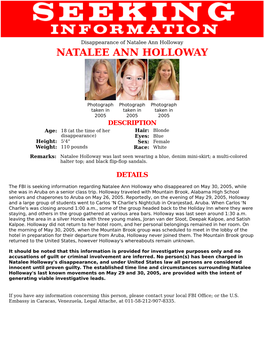 Natalee Ann Holloway NATALEE ANN HOLLOWAY