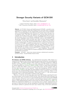 Stronger Security Variants of GCM-SIV