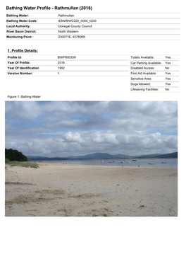 Bathing Water Profile - Rathmullan (2016)