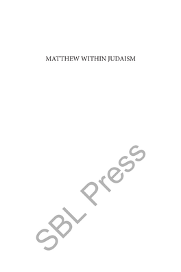 Matthew Within Judaism