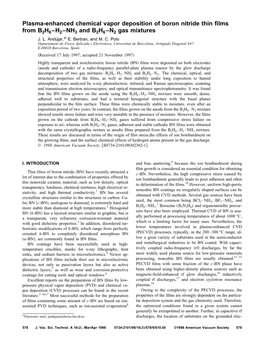 Plasma-Enhanced Chemical Vapor Deposition of Boron Nitride Thin Films from B2H6–H2–NH3 and B2H6–N2 Gas Mixtures