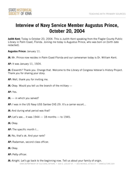 Full Transcript of Augustus Prince Interview